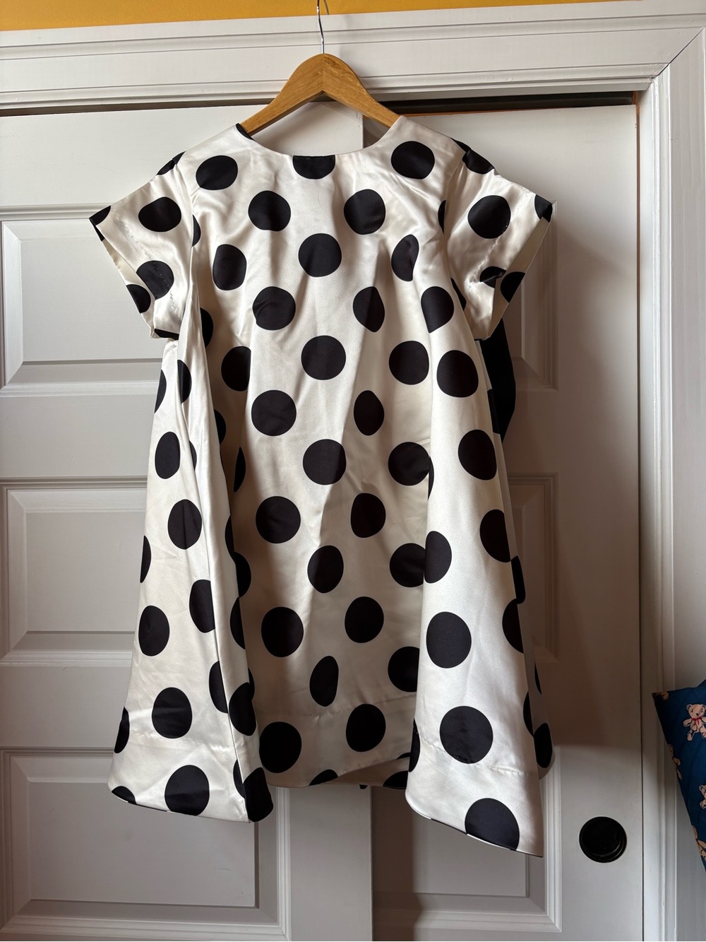 Polka Dot Satin Mini Dress in White and Black